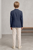 Load image into Gallery viewer, Navy Blue And Beige Cotton-Linen 2-Piece Suit
