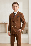 Load image into Gallery viewer, Brown Summer Herringbone Double-Breasted 2-Piece Suit
