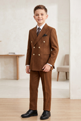 Load image into Gallery viewer, Brown Summer Herringbone Double-Breasted 2-Piece Suit
