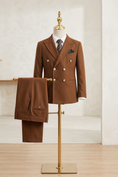 Load image into Gallery viewer, Brown Summer Herringbone Double-Breasted 2-Piece Suit
