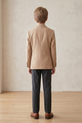 Load image into Gallery viewer, Khaki And Black Color-Blocked Double-Breasted 2-Piece Suit

