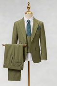 Load image into Gallery viewer, Olive Green Single-Breasted 3-Piece Suit
