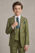 Load image into Gallery viewer, Olive Green Single-Breasted 3-Piece Suit
