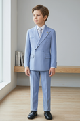 Load image into Gallery viewer, Sky Blue Striped Double-Breasted 2-Piece Suit
