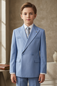 Load image into Gallery viewer, Sky Blue Striped Double-Breasted 2-Piece Suit
