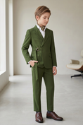 Load image into Gallery viewer, Dark Green Serge Adjustable Belted 2-Piece Suit
