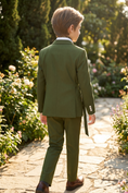 Load image into Gallery viewer, Dark Green Serge Adjustable Belted 2-Piece Suit

