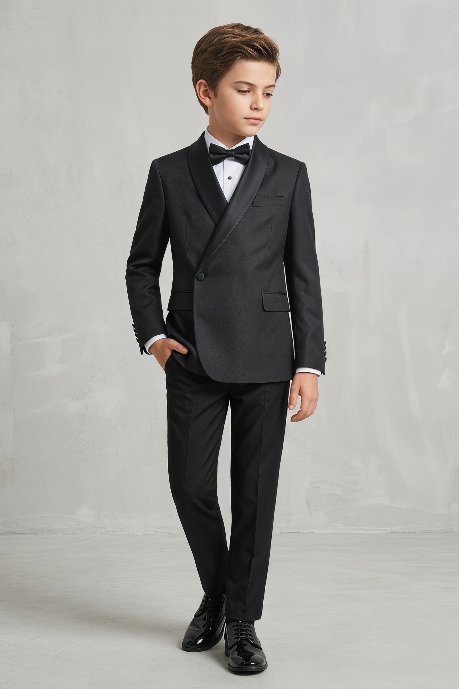 Black Satin Single-Breasted 2-Piece Suit
