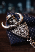 Bild in Galerie-Betrachter laden, Navy Blue Striped Pirate Brooch Satin Bow Tie
