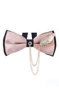 Load image into Gallery viewer, Pink And Black Winged Brooch With Satin Bow Tie
