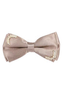Double-Layered Wheat Brooch Satin Bow Tie