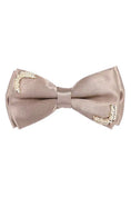Load image into Gallery viewer, Double-Layered Wheat Brooch Satin Bow Tie
