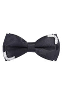 Double-Layered Wheat Brooch Satin Bow Tie