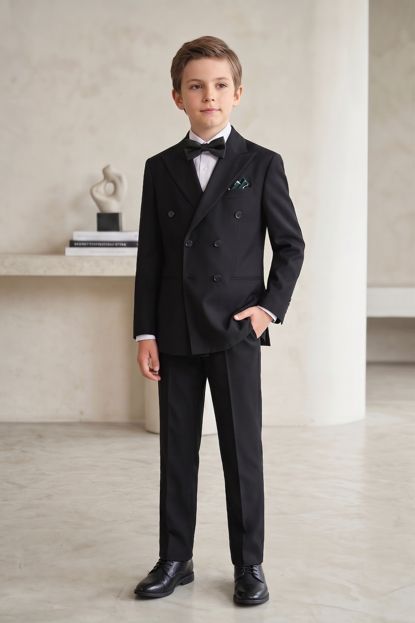 Black Serge Double-Breasted 2-Piece Suit