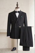 Load image into Gallery viewer, Black Serge Double-Breasted 2-Piece Suit
