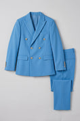 Bild in Galerie-Betrachter laden, Boys Bright Blue Double-Breasted 2-Piece Suit for Weddings
