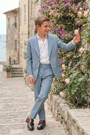 Boys Light Blue Pinstripe Single-Breasted 2-Piece Suit for Weddings