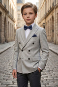 Load image into Gallery viewer, Boys Grey Double-Breasted 2-Piece Suit for Weddings
