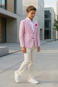 Bild in Galerie-Betrachter laden, Purple And White Striped Color-Blocked 2-Piece Suit
