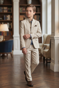 Load image into Gallery viewer, Light Brown Cotton Linen Single-Breasted 2-Piece Suit
