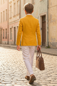 Bild in Galerie-Betrachter laden, Orange And White Cotton Linen Double-Breasted 2-Piece Suit
