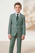 Load image into Gallery viewer, Green Plaid Single-Breasted 2-Piece Suit
