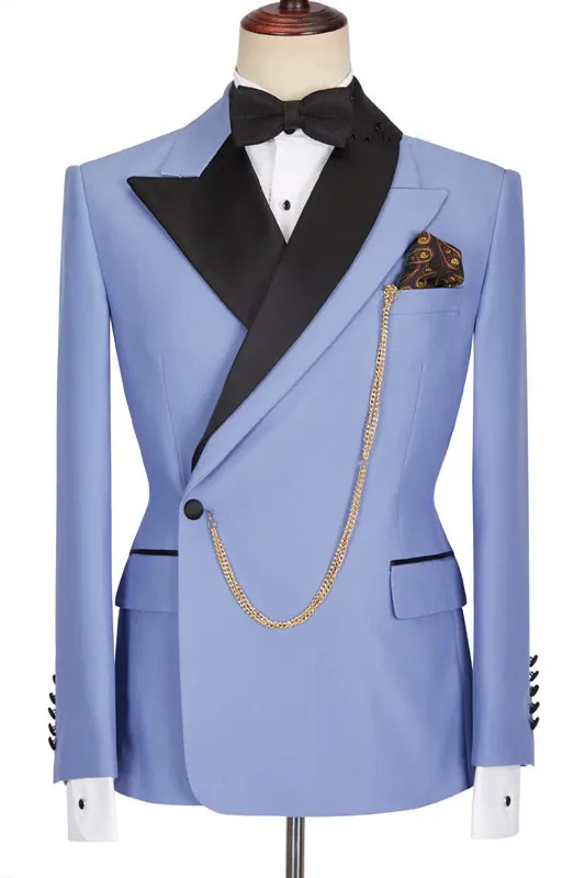 Blue And Black Color-Blocked 2-Piece Suit