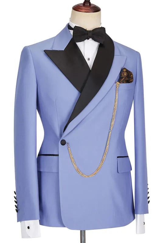 Blue And Black Color-Blocked 2-Piece Suit