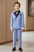Load image into Gallery viewer, Blue And Black Color-Blocked 2-Piece Suit
