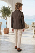 Load image into Gallery viewer, Boys Brown Pinstripe Double-Breasted 2-Piece Suit for Weddings
