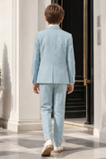 Load image into Gallery viewer, Light Blue Striped Print Double-Breasted 2-Piece Suit
