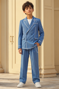Load image into Gallery viewer, Blue And White Trim Double-Breasted 2-Piece Suit
