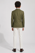 Cargar la imagen en la vista de la galería, Olive Green And White Color-Blocked Single-Breasted 2-Piece Suit
