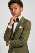 Cargar la imagen en la vista de la galería, Olive Green And White Color-Blocked Single-Breasted 2-Piece Suit
