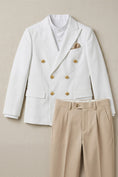 Load image into Gallery viewer, Boys White Double-Breasted Blazer 2-Piece Suit for Weddings

