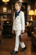 Load image into Gallery viewer, White And Blue Serge Double-Breasted 2-Piece Suit

