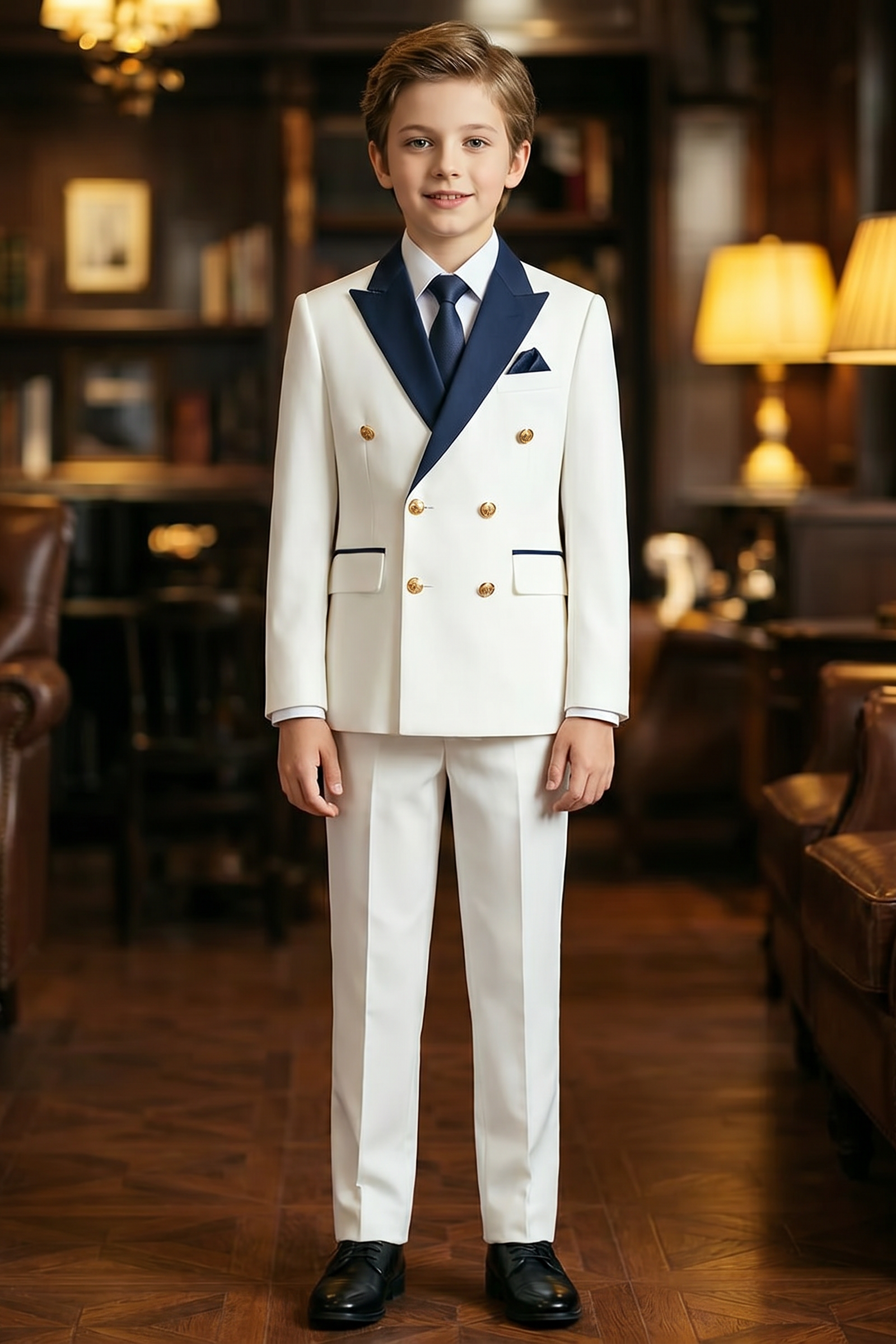 White And Blue Serge Double-Breasted 2-Piece Suit