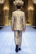 Charger l'image dans la visionneuse de la galerie, Champagne-Colored Black Trim Satin Double-Breasted 2-Piece Suit
