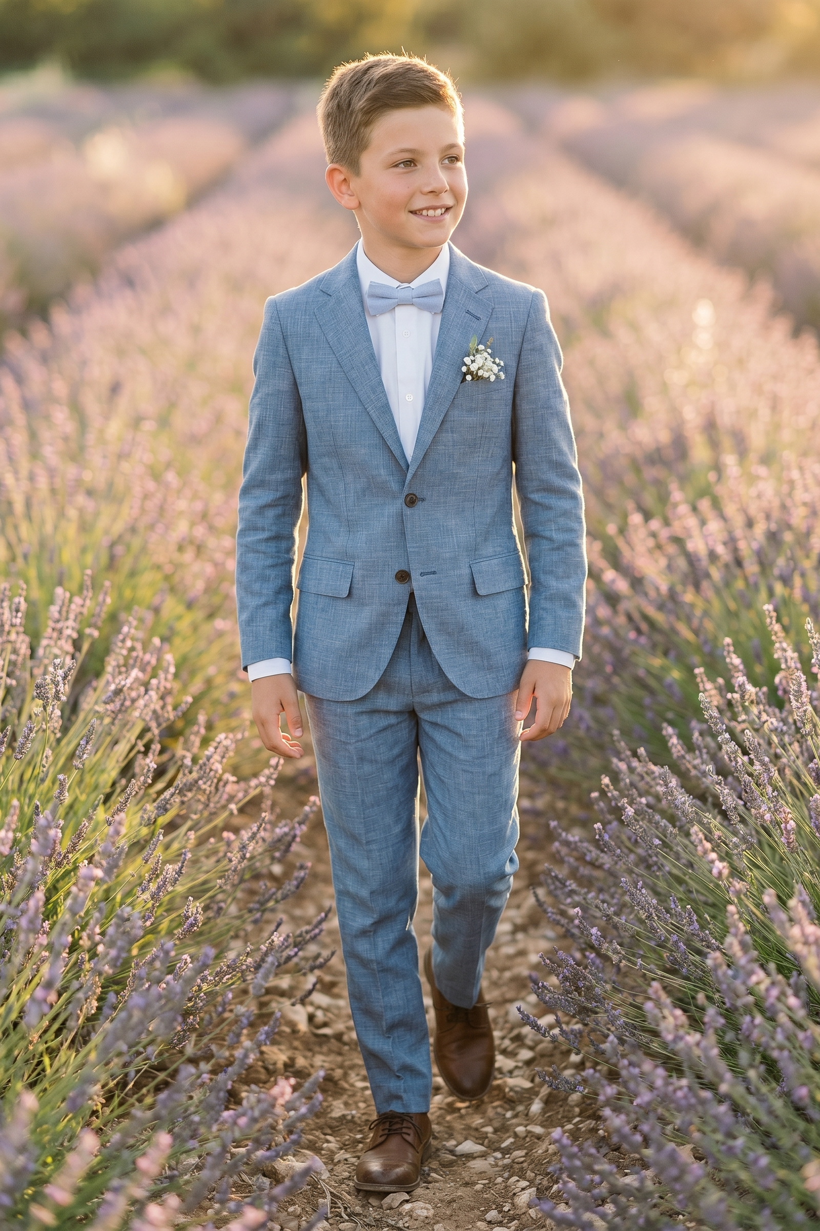 Denim Blue Cotton Linen Single-Breasted 2-Piece Suit