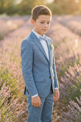 Load image into Gallery viewer, Denim Blue Cotton Linen Single-Breasted 2-Piece Suit
