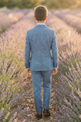 Load image into Gallery viewer, Denim Blue Cotton Linen Single-Breasted 2-Piece Suit
