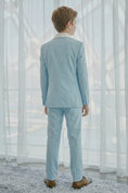 Bild in Galerie-Betrachter laden, Light Sky Blue And White Cotton Linen Single-Breasted 2-Piece Suit
