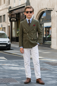 Bild in Galerie-Betrachter laden, Olive Green And White Cotton And Linen Double-Breasted 2-Piece Suit
