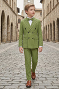 Load image into Gallery viewer, Boys Green Pinstripe Double-Breasted 2-Piece Suit 2-Piece Suit for Weddings
