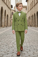 Boys Green Pinstripe Double-Breasted 2-Piece Suit 2-Piece Suit for Weddings