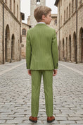 Load image into Gallery viewer, Boys Green Pinstripe Double-Breasted 2-Piece Suit 2-Piece Suit for Weddings
