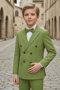 Load image into Gallery viewer, Boys Green Pinstripe Double-Breasted 2-Piece Suit 2-Piece Suit for Weddings
