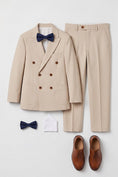 Bild in Galerie-Betrachter laden, Boys Beige Pinstripe Double-Breasted 2-Piece Suit for Weddings
