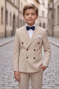 Bild in Galerie-Betrachter laden, Boys Beige Pinstripe Double-Breasted 2-Piece Suit for Weddings
