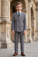 Boys Grey Double-Breasted 2-Piece Suit for Weddings